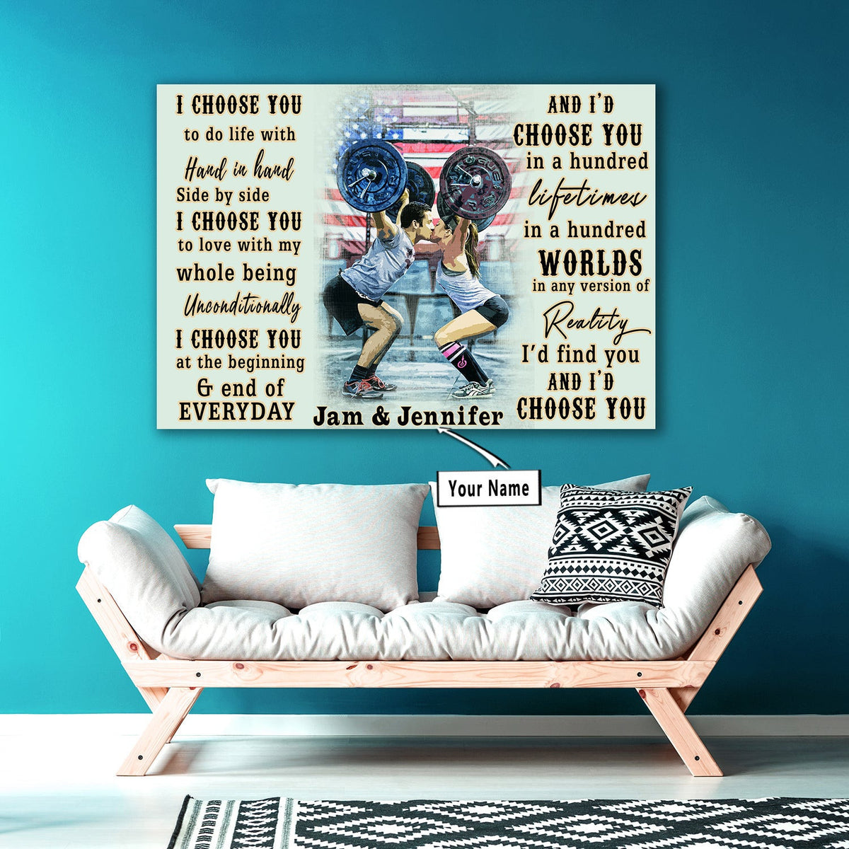 Personalized Home Gym Decor Couple Quotes Canvas Print Frames Art