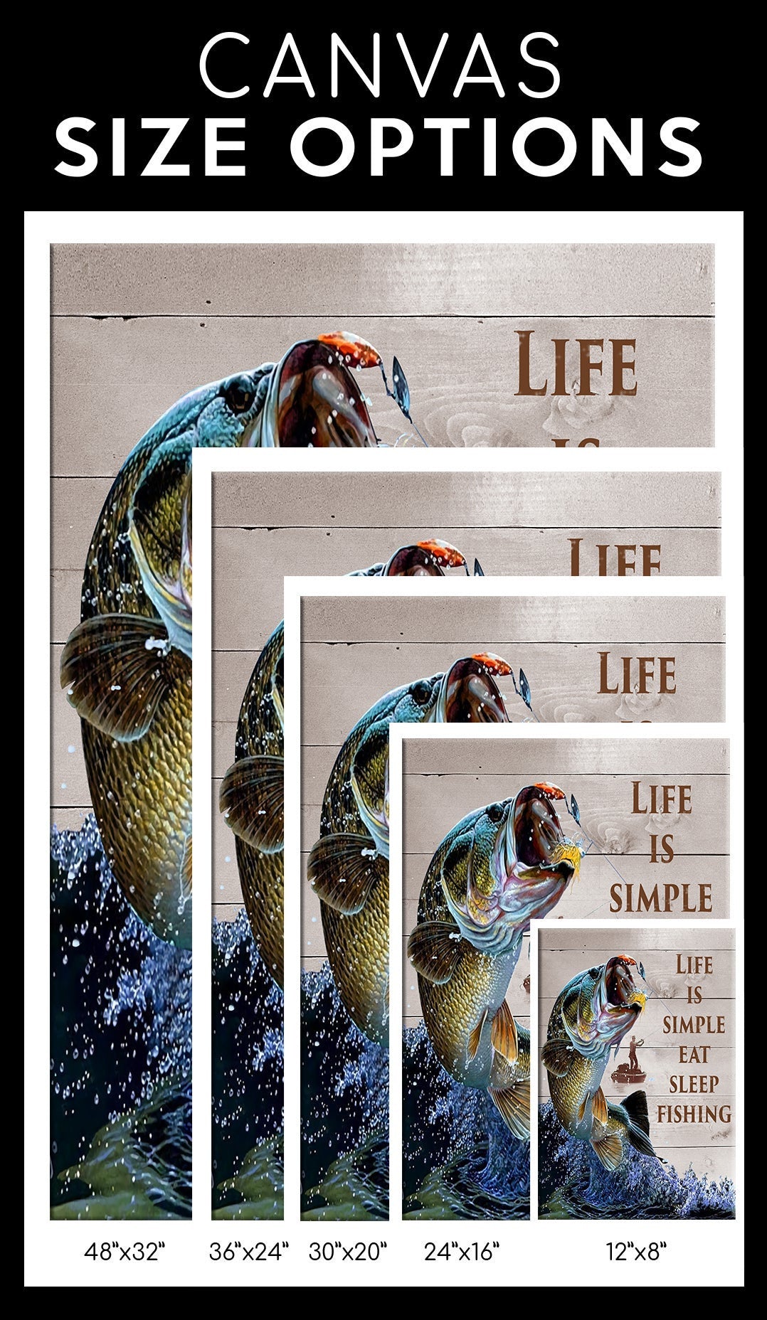 Fishing Life Bass Fishing Single Canvas Print Frames Canvas Print Frames rectangle