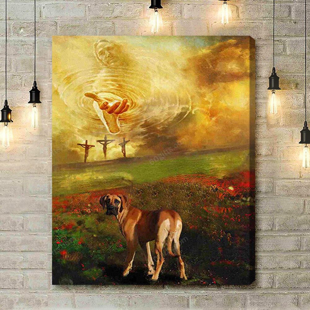 Housewarming Gifts Christian Decor Beautiful Jesus And Great Dane Canvas Print Frames