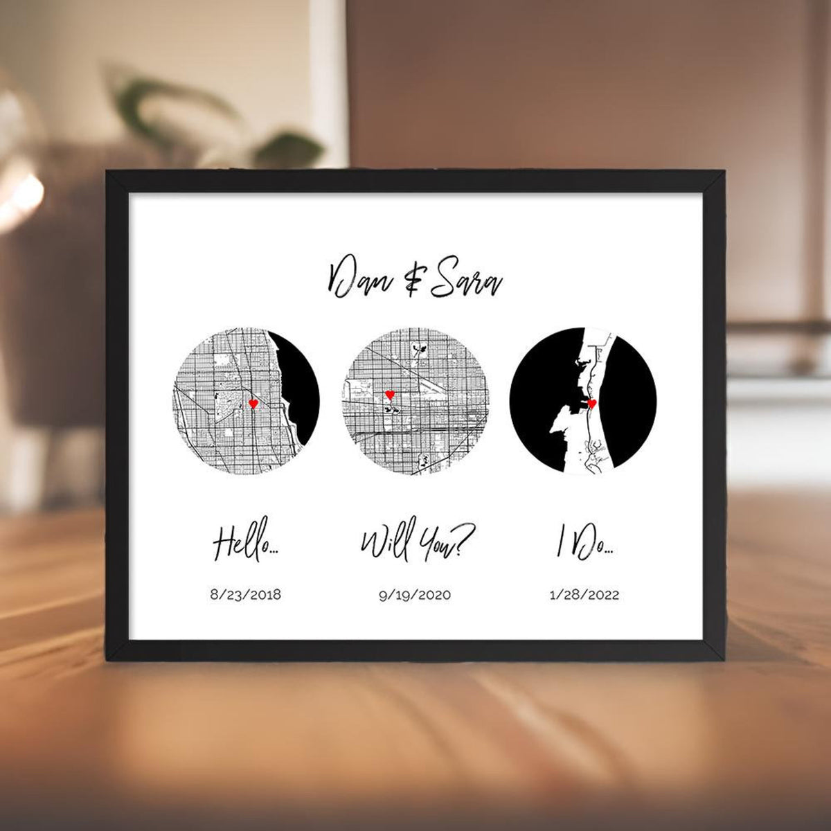 Aeticon Canvas Paper Anniversary Gifts For Men, For Boyfriend, For Husband, 1 Year Anniversary, First Anniversary, 1st, Custom Map Art, Hello, Will You