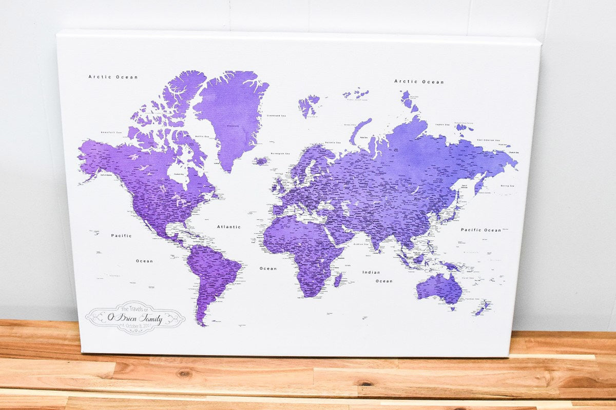 Aeticon Canvas Gift For Traveler, Custom Push Pin World Map, Travel Gifts, Wedding Gifts, Anniversary Gifts For Her, Wife Gift, Engagement Gift, Wanderlust