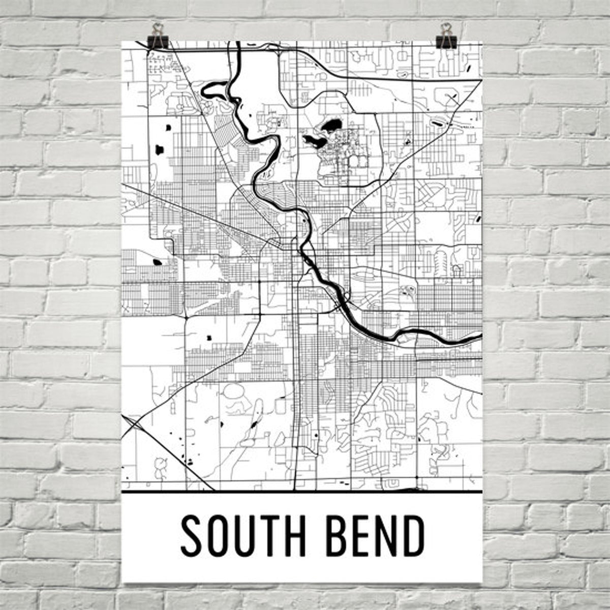 Aeticon Canvas South Bend Map, South Bend Art, South Bend Print, South Bend IN Poster, South Bend Wall Art, Map of South Bend, Birthday, Decor, Modern, Art