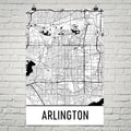Aeticon Canvas Arlington Map Art Print, Arlington TX Art Poster, Arlington Wall Art, Map of Arlington, Arlington Print, Gift, Birthday, Decor, Modern, Art