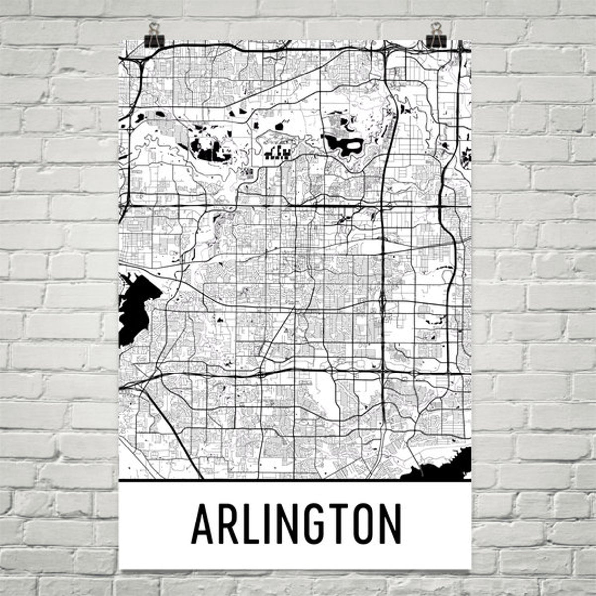Aeticon Canvas Arlington Map Art Print, Arlington TX Art Poster, Arlington Wall Art, Map of Arlington, Arlington Print, Gift, Birthday, Decor, Modern, Art