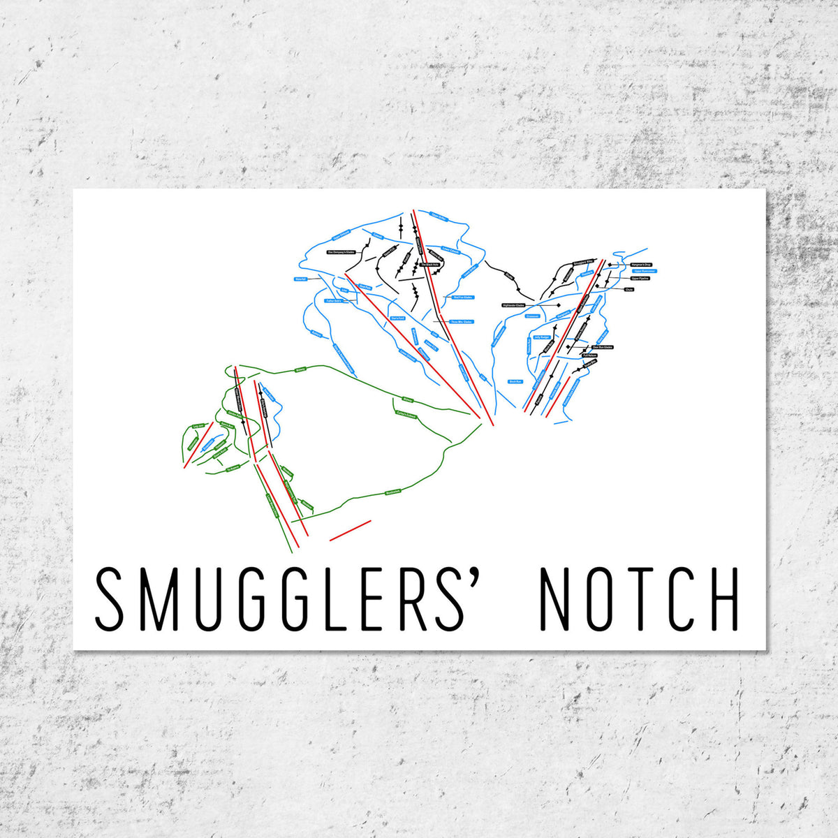 Aeticon Canvas Smugglers' Notch Ski Map Art, Smugglers' Notch VT, Smugglers' Notch Trail Map, Vermont, Ski Decor, Ski Art, Ski Sign, Ski Poster, Ski Gifts