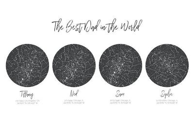 Aeticon Canvas Father's Day Gift for Dad from Kids, 4 Children Night Sky Print, Custom Dad Birthday Gift from Daughter, Unique Dad Christmas Gift from Son