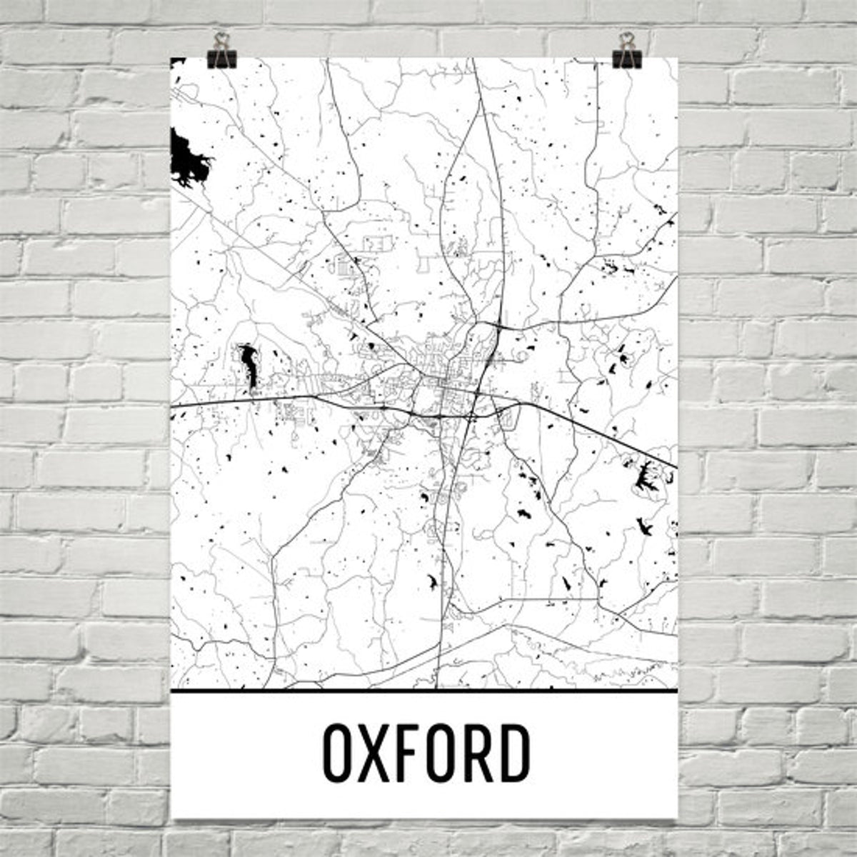 Aeticon Canvas Oxford Map Art Print, Oxford MS Art Poster, Oxford Wall Art, Map of Oxford, Oxford Print, Gift, Birthday, Decor, Modern, Art