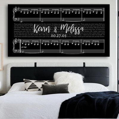 PERSONALIZED Black And White Custom Wedding Song Lyrics On Canvas - Ready To Hang, Home Decor Wall Art Gift Ideas, Valentine's Day Gift, Occasional Gifts Idea For Her/ Him