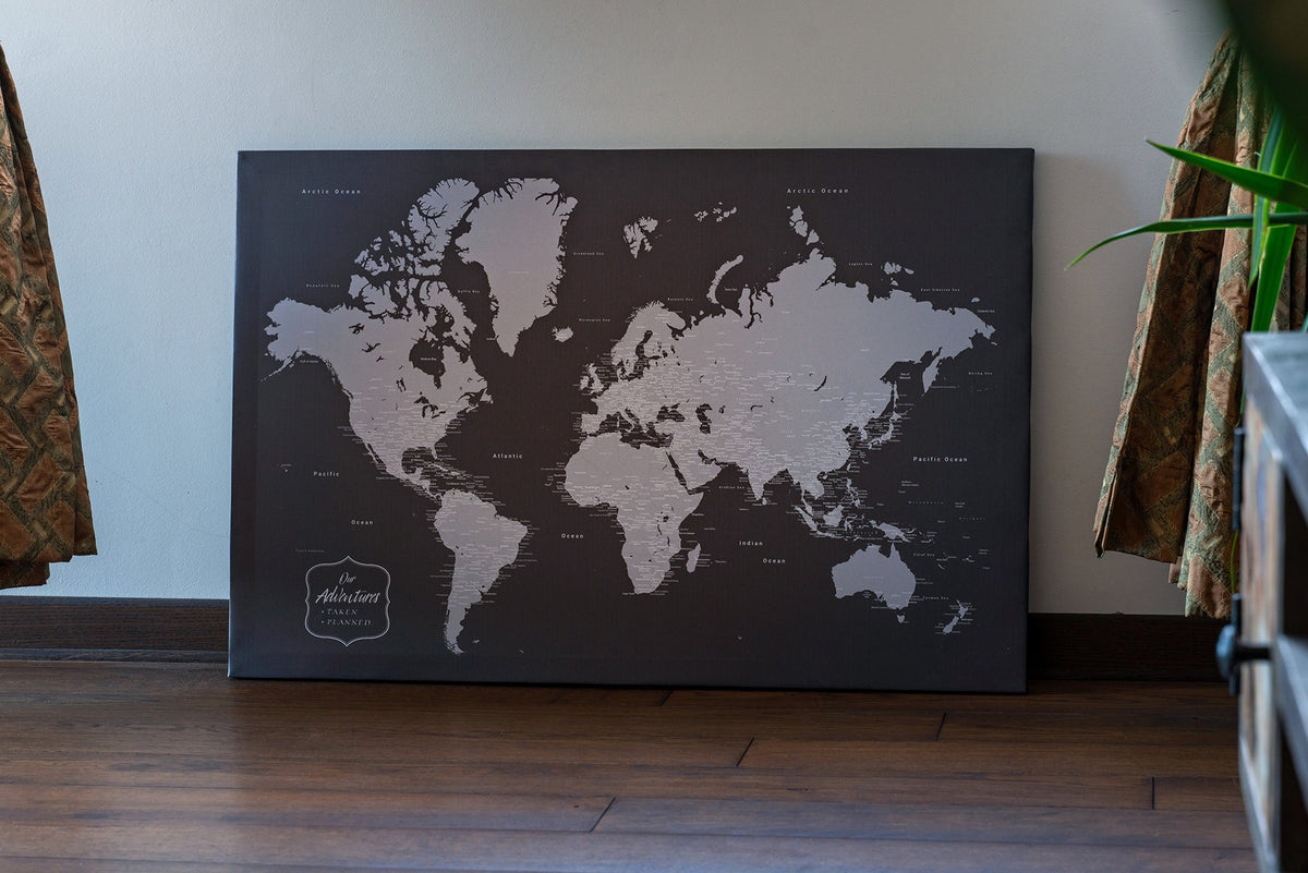 Aeticon Canvas Cotton or Paper Push Pin Travel Map, Adventure Awaits, World Map, Unique Wedding Gifts For Bride and Groom, Personalized Wedding Presents
