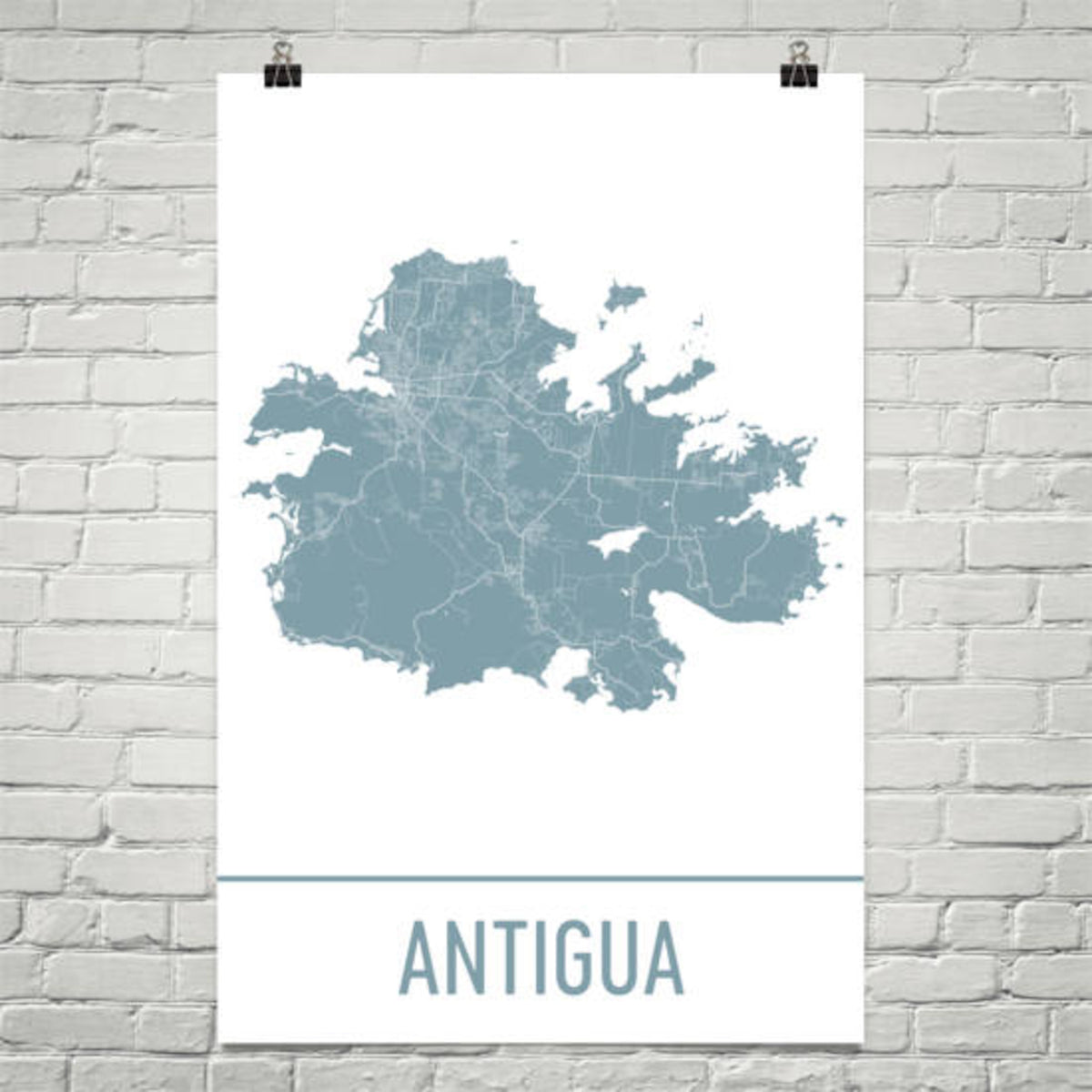 Aeticon Canvas Antigua Map, Antigua Art, Antigua Print, Antigua Poster, Antigua Wall Art, Antigua Gifts, Map of Antigua, Antigua Resorts, Antigua Wedding