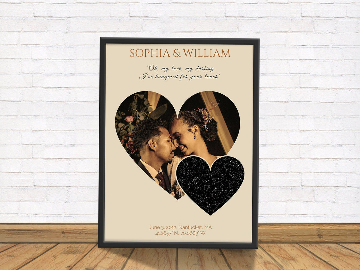 Aeticon Canvas Wedding Day Gift, The Night We Wed, Our First Wedding Memory, Star Map, Where We Met, Custom Night Sky, Star Map Personalized, For Her, Him