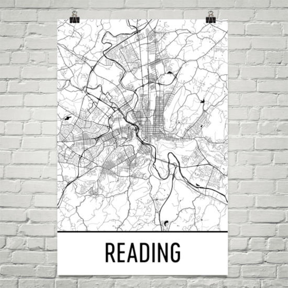 Aeticon Canvas Reading Map, Reading Art, Reading Print, Reading PA Poster, Reading Wall Art, Reading Gift, Map of Pennsylvania, Pennsylvania Poster, Decor