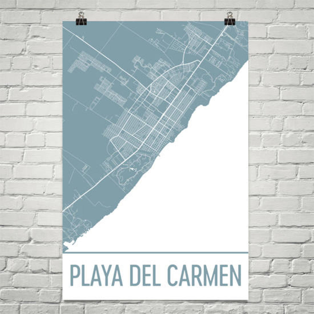 Aeticon Canvas Playa Del Carmen Map, Playa Del Carmen Art, Playa Del Carmen Print, Playa Del Carmen Mexico Poster, Gifts, Map of Mexico, Honeymoon, Wedding
