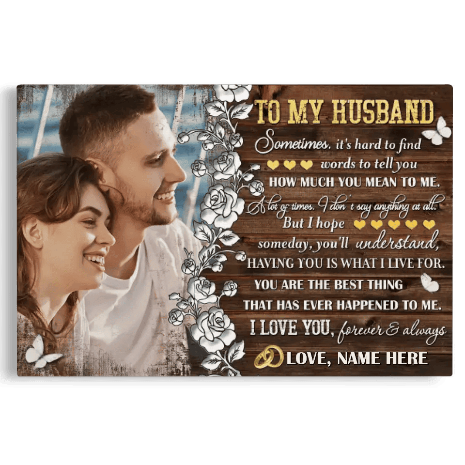 Personalized Photo Canvas Prints, Gifts For Couples, Anniversary Gift For Husband, To My Husband Sometimes, It's Hard To Find Words... Canvas