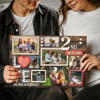 Personalized Canvas Prints, Custom Photo, Gifts For Couples, 2nd Anniversary Gifts For Husband And Wife, Love 2nd Anniversary Canvas