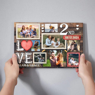Personalized Canvas Prints, Custom Photo, Gifts For Couples, 2nd Anniversary Gifts For Husband And Wife, Love 2nd Anniversary Canvas