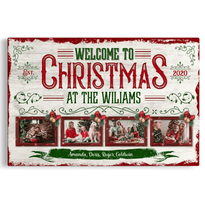 Personalized Canvas Prints, Custom Photo, Christmas Gifts For Family, Christmas Decor At Home, Welcome To Christmas Family Canvas