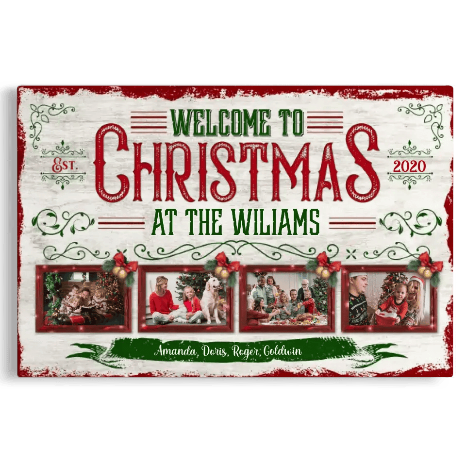 Personalized Canvas Prints, Custom Photo, Christmas Gifts For Family, Christmas Decor At Home, Welcome To Christmas Family Canvas
