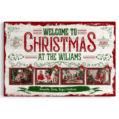 Personalized Canvas Prints, Custom Photo, Christmas Gifts For Family, Christmas Decor At Home, Welcome To Christmas Family Canvas