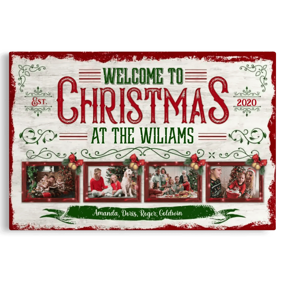 Personalized Canvas Prints, Custom Photo, Christmas Gifts For Family, Christmas Decor At Home, Welcome To Christmas Family Canvas