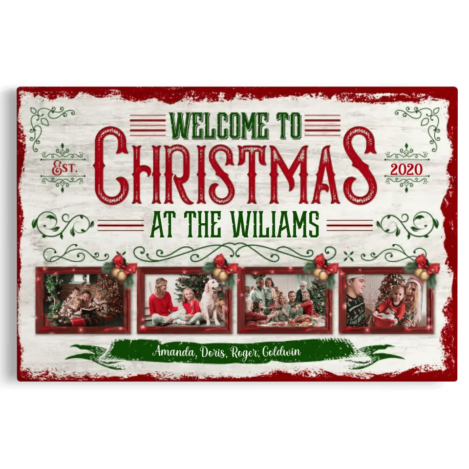 Personalized Canvas Prints, Custom Photo, Christmas Gifts For Family, Christmas Decor At Home, Welcome To Christmas Family Canvas