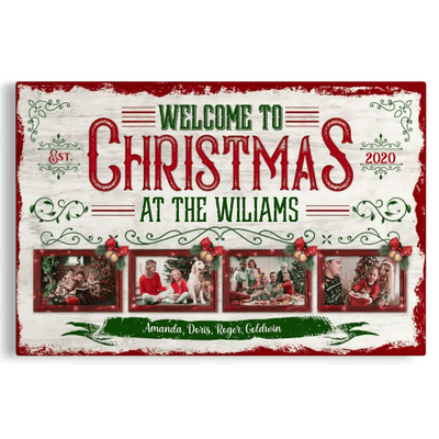 Personalized Canvas Prints, Custom Photo, Christmas Gifts For Family, Christmas Decor At Home, Welcome To Christmas Family Canvas