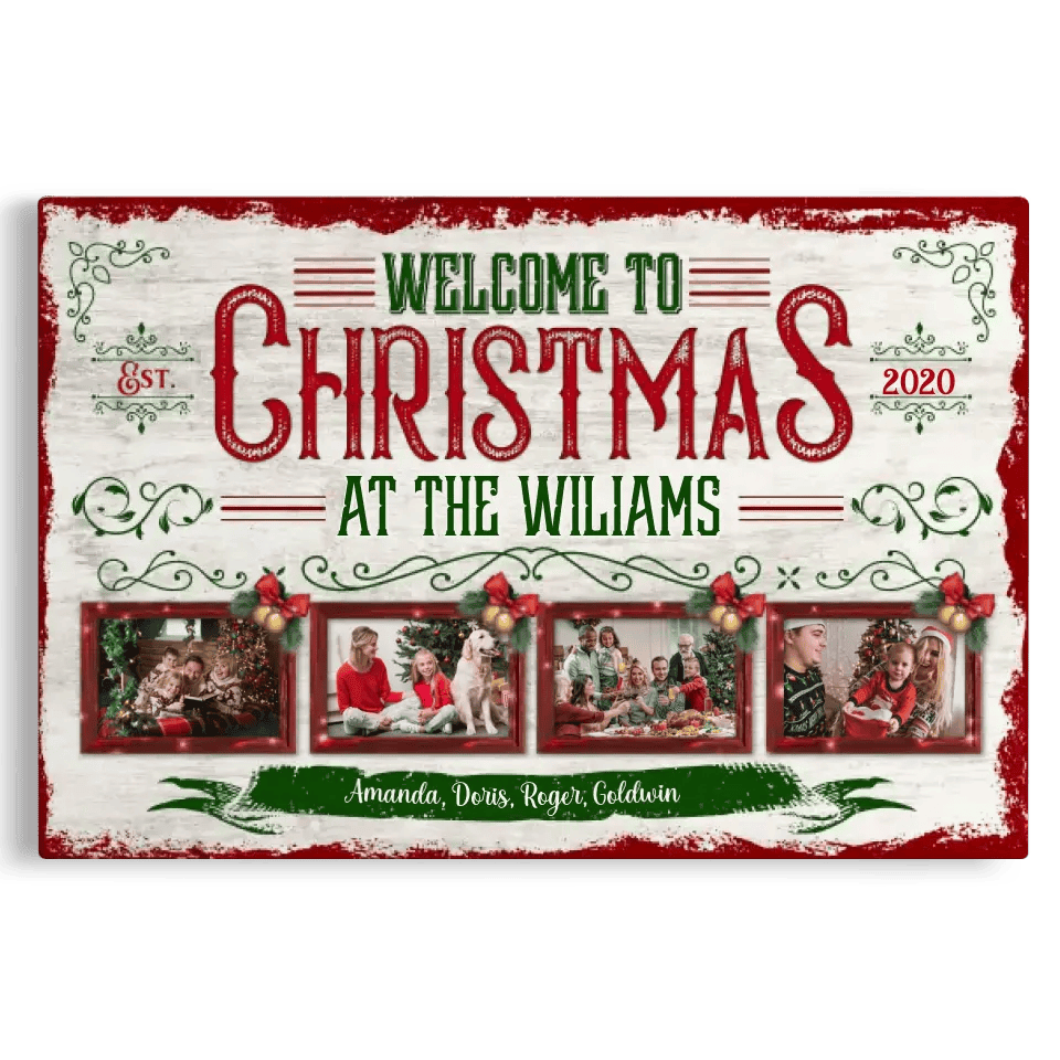 Personalized Canvas Prints, Custom Photo, Christmas Gifts For Family, Christmas Decor At Home, Welcome To Christmas Family Canvas