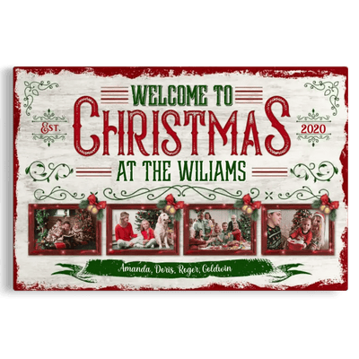 Personalized Canvas Prints, Custom Photo, Christmas Gifts For Family, Christmas Decor At Home, Welcome To Christmas Family Canvas