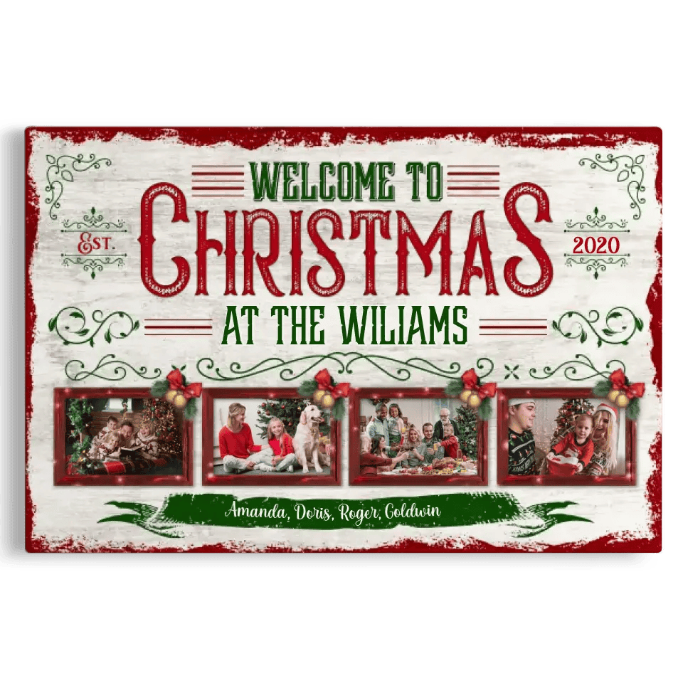Personalized Canvas Prints, Custom Photo, Christmas Gifts For Family, Christmas Decor At Home, Welcome To Christmas Family Canvas