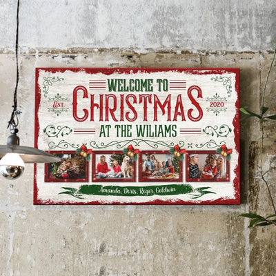Personalized Canvas Prints, Custom Photo, Christmas Gifts For Family, Christmas Decor At Home, Welcome To Christmas Family Canvas