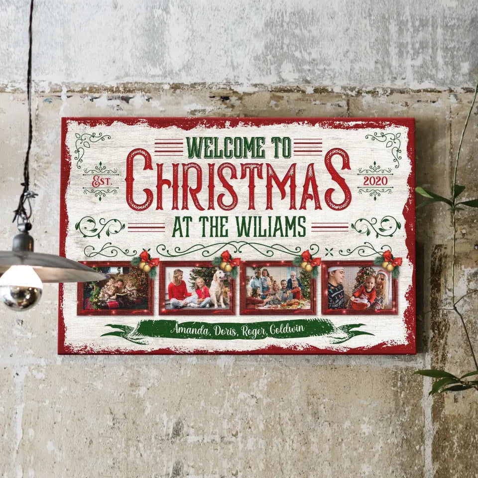 Personalized Canvas Prints, Custom Photo, Christmas Gifts For Family, Christmas Decor At Home, Welcome To Christmas Family Canvas