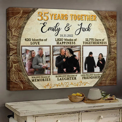 Personalized Canvas Prints, Custom Photo, Gifts For Couples, 35th Anniversary Gifts For Husband and Wife, 35 Years Together Canvas