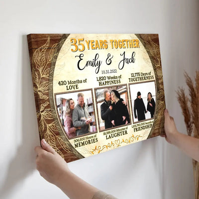 Personalized Canvas Prints, Custom Photo, Gifts For Couples, 35th Anniversary Gifts For Husband and Wife, 35 Years Together Canvas
