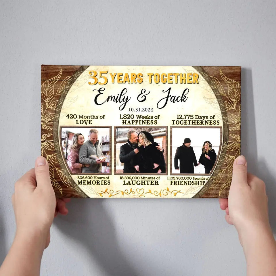 Personalized Canvas Prints, Custom Photo, Gifts For Couples, 35th Anniversary Gifts For Husband and Wife, 35 Years Together Canvas