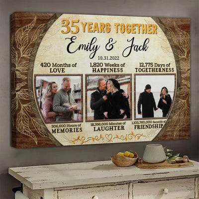 Personalized Canvas Prints, Custom Photo, Gifts For Couples, 35th Anniversary Gifts For Husband and Wife, 35 Years Together Canvas