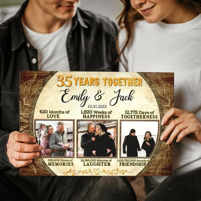 Personalized Canvas Prints, Custom Photo, Gifts For Couples, 35th Anniversary Gifts For Husband and Wife, 35 Years Together Canvas
