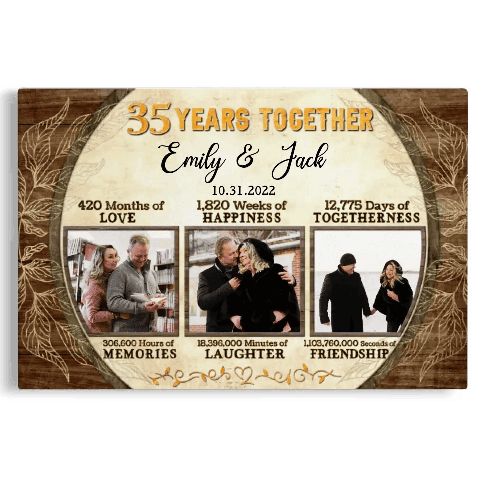 Personalized Canvas Prints, Custom Photo, Gifts For Couples, 35th Anniversary Gifts For Husband and Wife, 35 Years Together Canvas