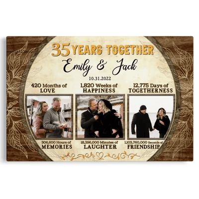 Personalized Canvas Prints, Custom Photo, Gifts For Couples, 35th Anniversary Gifts For Husband and Wife, 35 Years Together Canvas