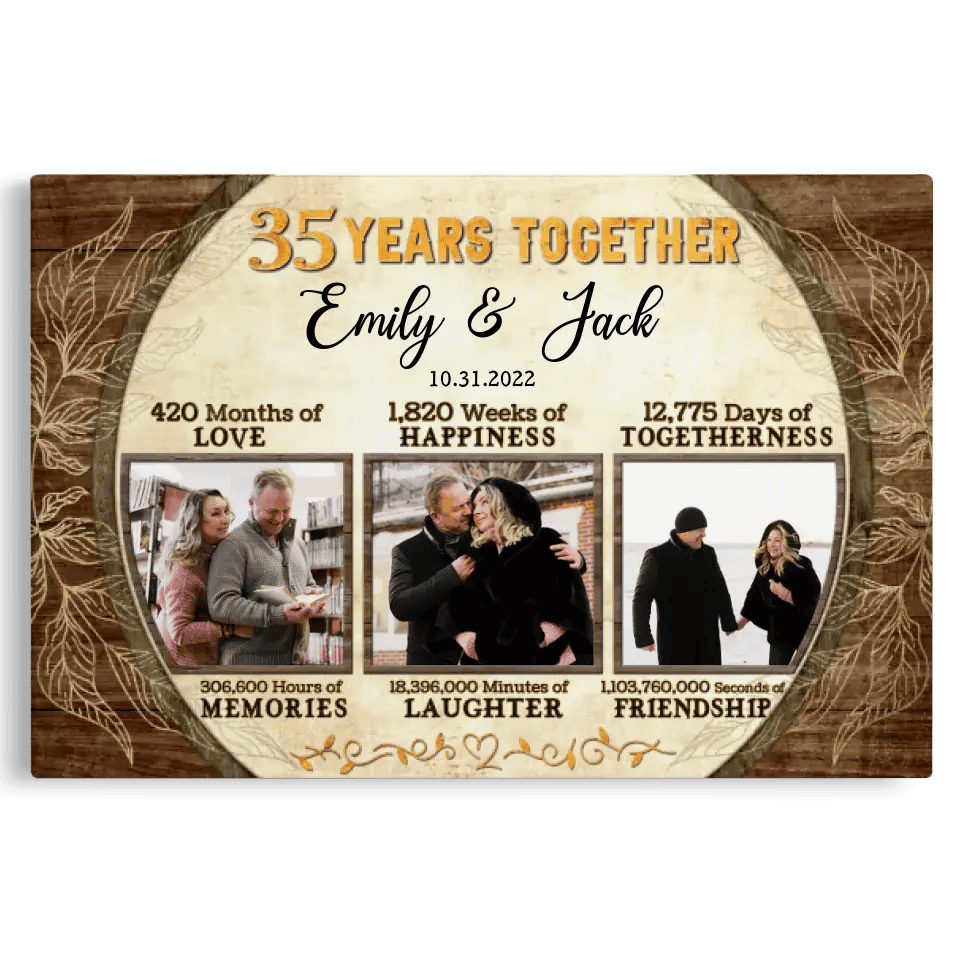 Personalized Canvas Prints, Custom Photo, Gifts For Couples, 35th Anniversary Gifts For Husband and Wife, 35 Years Together Canvas