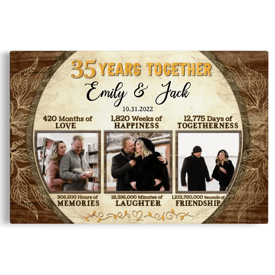 Personalized Canvas Prints, Custom Photo, Gifts For Couples, 35th Anniversary Gifts For Husband and Wife, 35 Years Together Canvas