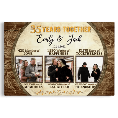 Personalized Canvas Prints, Custom Photo, Gifts For Couples, 35th Anniversary Gifts For Husband and Wife, 35 Years Together Canvas