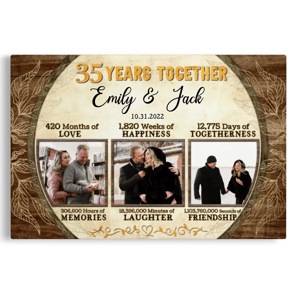 Personalized Canvas Prints, Custom Photo, Gifts For Couples, 35th Anniversary Gifts For Husband and Wife, 35 Years Together Canvas