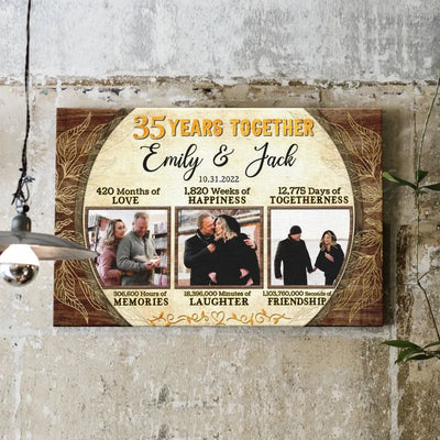 Personalized Canvas Prints, Custom Photo, Gifts For Couples, 35th Anniversary Gifts For Husband and Wife, 35 Years Together Canvas