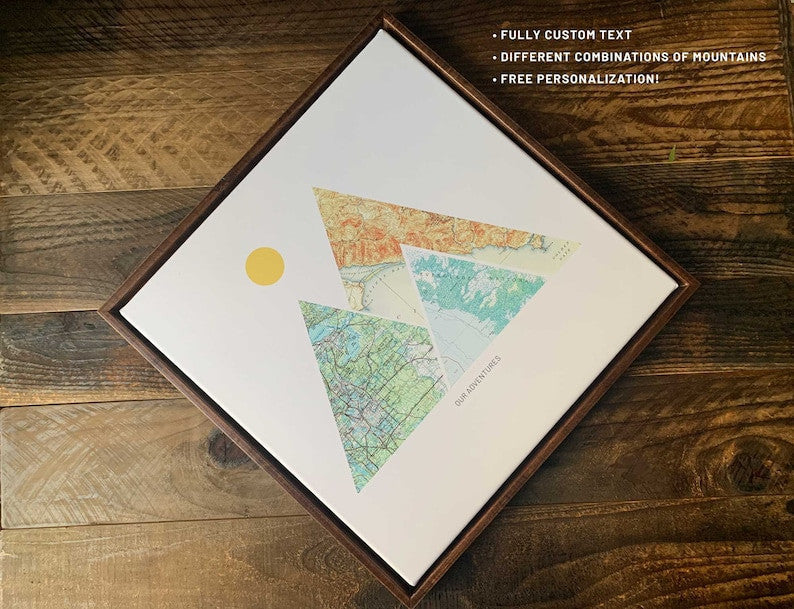 Aeticon Canvas Engagement Gift for Him, Custom Map Gift, Custom City Map, Custom Map Print, Mountain Map Gift, Many Sizes, Framed Options