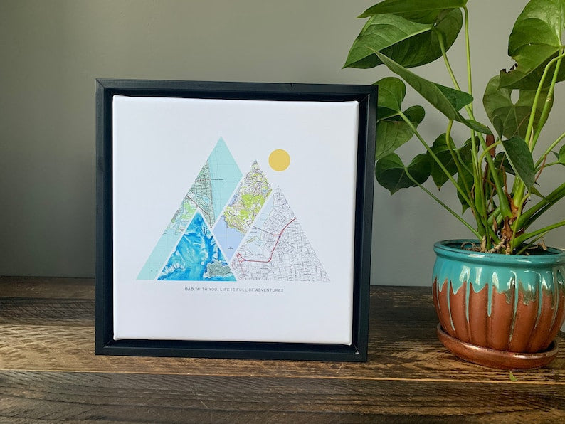 Aeticon Canvas Engagement Gift for Him, Custom Map Gift, Custom City Map, Custom Map Print, Mountain Map Gift, Many Sizes, Framed Options