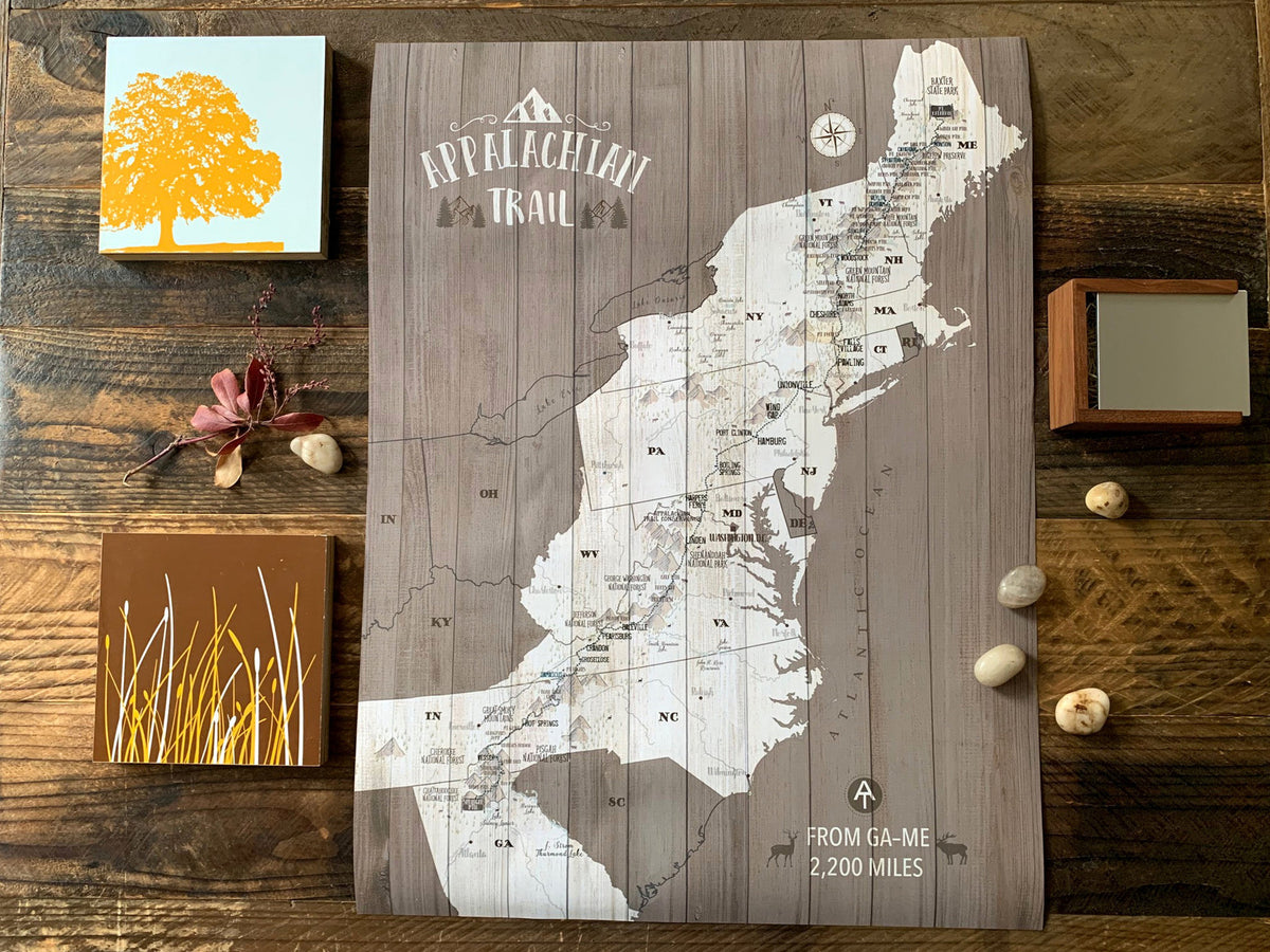 Aeticon Canvas Appalachian Trail, Appalachian state, Appalachian Trail Map, Poster, Camping Decor, 40th birthday gifts for women, Many Sizes