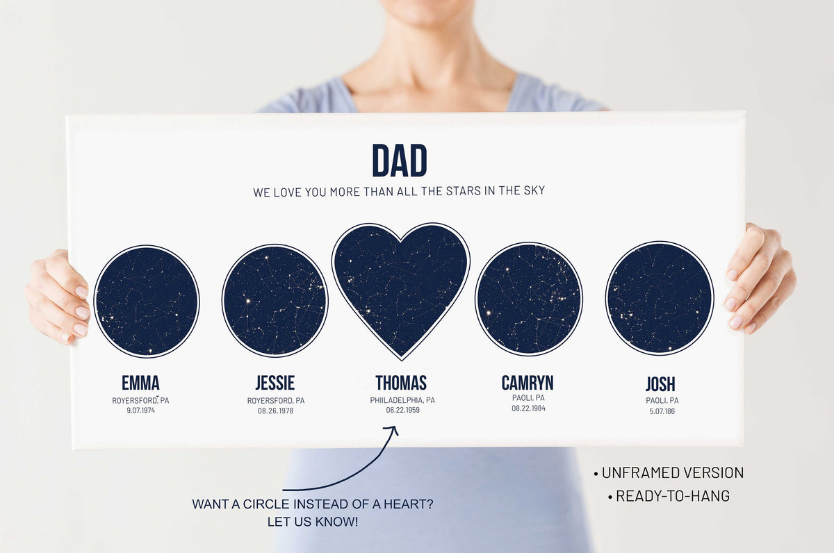 Aeticon Canvas Father's Day, Fathers Day Gift from Son, Father day From Daughter, Gifts for Dad, Custom Star Map, Star Maps, Night Sky Print