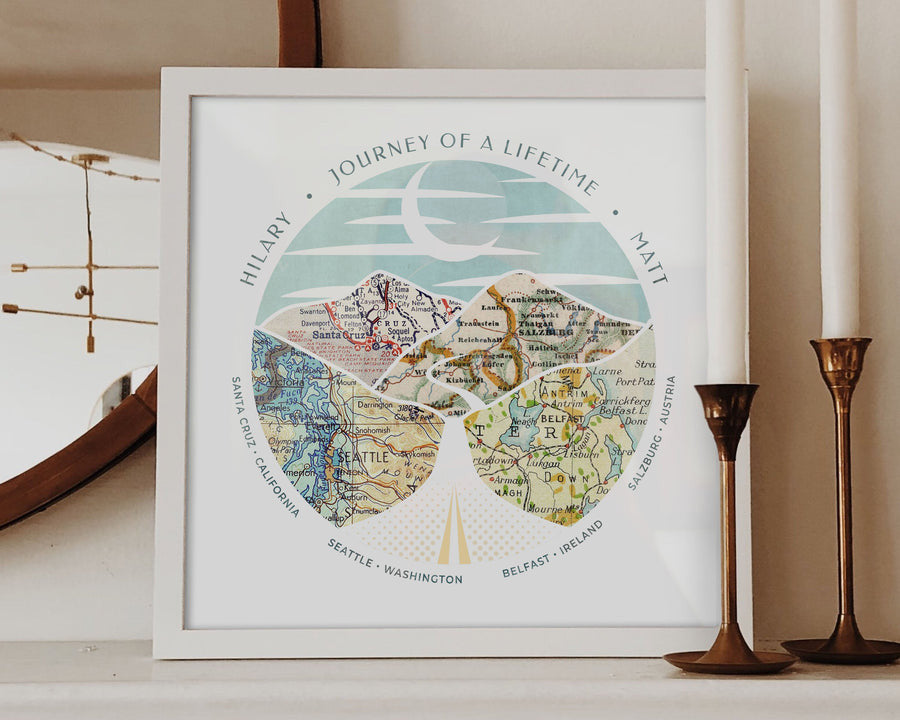 Gift For Couples, Anniversary Gift For Her/ Him, Wanderlust Poster Canvas Wall Art