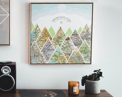 Personalized Milestones Map, Valentine's Day Anniversary Gift For Her/ Him, Mountain Travel Map Poster Canvas Wall Art Gift