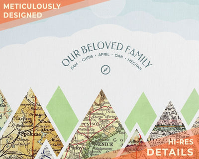 Personalized Milestones Map, Valentine's Day Anniversary Gift For Her/ Him, Mountain Travel Map Poster Canvas Wall Art Gift